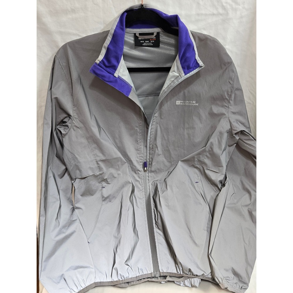 Mountain Warehouse Active Silver/Gray Purple Trim Zip Lightweight Jacket US 10